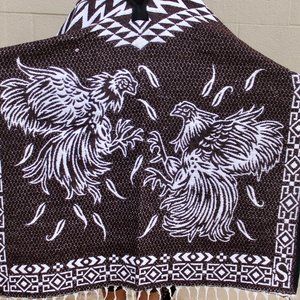 Brown Gallos poncho Rooster Poncho Gaban Poncho Mexican Jorongo de Gallos
